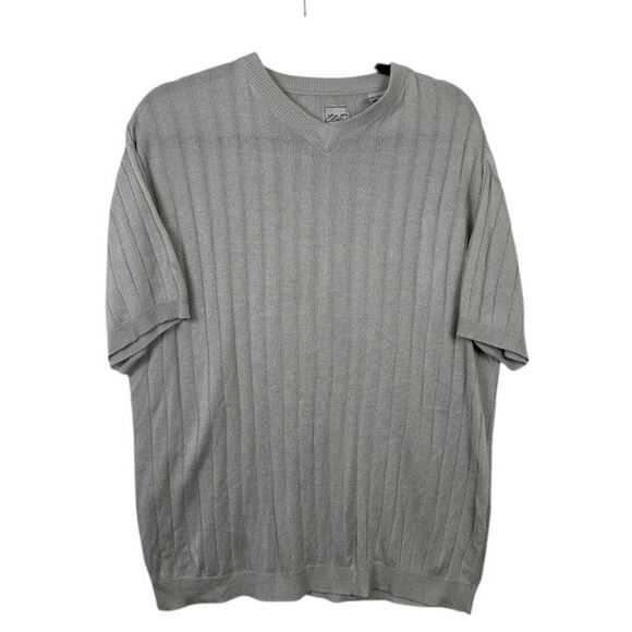 Elliott Men's V-Neck Lightweight Sweater Short Sleeve Silver Gray Size Medium - Picture 1 of 9
